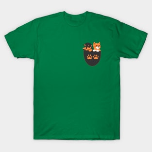 cute cat and dog in pocket T-Shirt